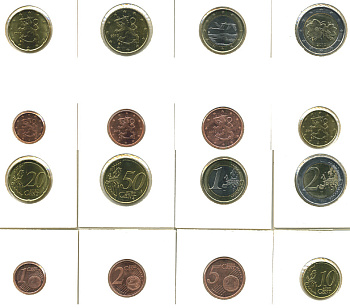 ФИНЛЯНДИЯ ЕВРОНАБОР ИЗ 8 МОНЕТ 2010 (1, 2, 5, 10, 20, 50 ЕВРОЦЕНТОВ, 1, 2 ЕВРО), В ХОЛДЕРАХ UNC 78-18