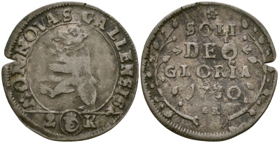 Санкт-Галлен, Швейцария 2 крейцера 1730 KM 90 биллон 00-00