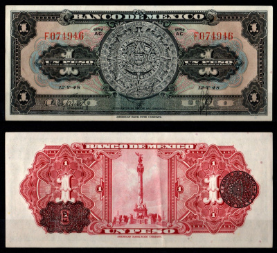 Мексика 1 песо 1948 Pick 38 d бумага 8605-48-1-2