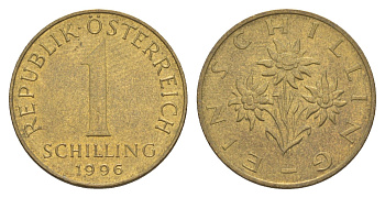 Австрия 1 шиллинг 1996 KM 2886 алюминиевая бронза UNC 4563-237
