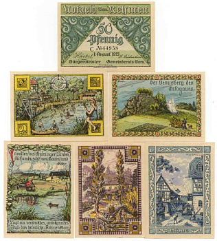 РЕМЕН 6 БОН 25-50 ПФЕННИГОВ ГОРОДСКИЕ ВИДЫ бумага	UNC (пресс) 70-212