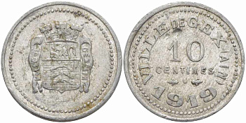 ФРАНЦИЯ 10 САНТИМОВ 1919 VILLE de GEX, ТОКЕН, ГОРОД ЖЕКС Elie 10.2 алюминий 24-852