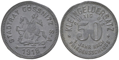 Гесниц (Саксен-Альтенбург) 50 пфенингов 1918 Funck 164.3, Men18 11583.3 цинк 4597-343