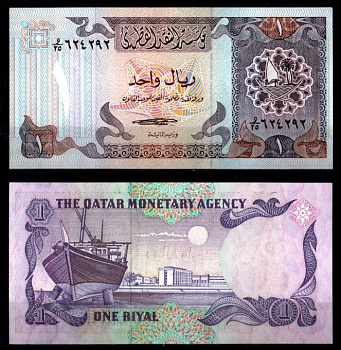 Катар 1 риал ND (1985)  Pick 13 a  бумага  UNC (пресс) 8612-43-1-2