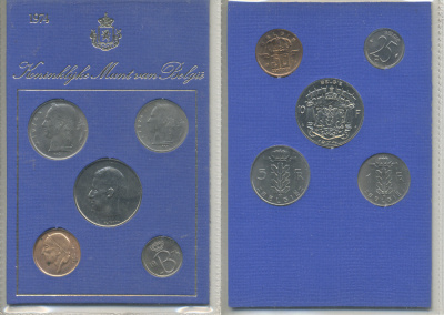 Бельгия набор из 5 монет 1974 BELGIE, в картонном буклете KM SS 9   UNC  1-5-2-37