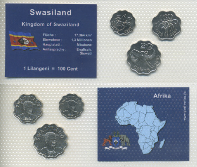 Свазиленд набор из 3 монет 2003 - 2007 5, 10, 20 центов, в запайке    UNC  1-5-2-45