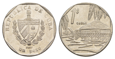 Куба 1 песо 2007 хижины Гуама KM 579 сталь плакированная никелем 4646-456