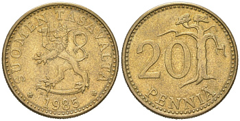 Финляндия 20 пенни 1985 KM 47 алюминиевая бронза UNC 4616-1221