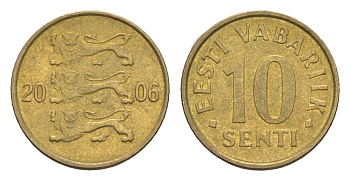 Эстония 10 сентов 2006 KM 22 латунь 4383-1143