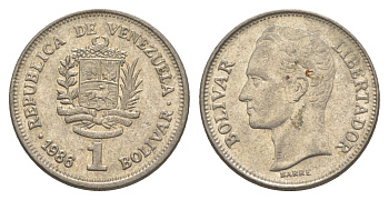 Венесуэла 1 боливар 1986 Симон Боливар Y 52 никель 4586-1153