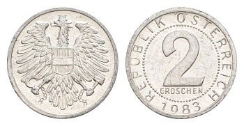 Австрия 2 гроша 1983 KM 2876 алюминий 4564-1111