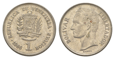 Венесуэла 1 боливар 1986 Симон Боливар Y 52 никель 4586-1153