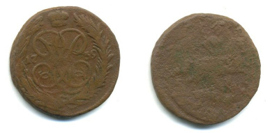 РОССИЯ 1 КОПЕЙКА 1759 медь 61-631