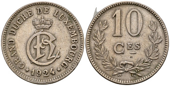 Люксембург 10 сантимов 1924 Шарлотта (1918-1964) KM 34 медно-никель 4584-321