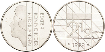 Нидерланды 2 1/2 гульдена 1999 Беатрикс (1980-2013) KM 206 никель 4593-726