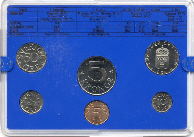 Швеция набор монетного двора из 6 монет 1979 в пластике Карл XVI Густав (1973- ) KM MS11 UNC 5-4-2-89