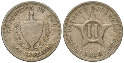 Куба 2 сентаво 1915 KM A10 медно-никель 4615-866