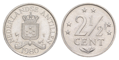 Нидерландские Антильские острова (Нидерландские Антилы) 2 1/2 цента 1980 Беатрикс (1980-2013) KM 9a алюминий UNC 4649-868