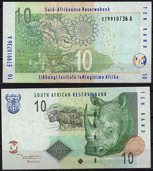 ЮАР 10 рандов 2005 Носорог, баран, коровы Pick 128 a бумага 8518-1-1-2