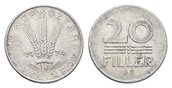 Венгрия 20 филлеров 1974 BP KM 573 алюминий 4665-1116