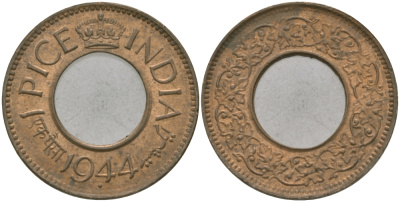 Британская Индия 1 пайс 1944 Георг VI (1936-1952) KM 533 бронза 33-1025