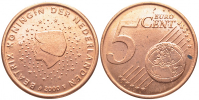 НИДЕРЛАНДЫ 5 ЕВРОЦЕНТОВ 2000 KM 236 сталь покрытая медью UNC 3856-533