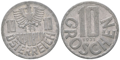 Австрия 10 грошей 1971 KM 2878 алюминий 4621-344