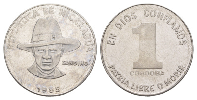 Никарагуа 1 кордоба 1985 KM 43a сталь плакированная никелем UNC 4641-352