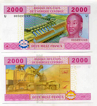 Центрально-Африканские штаты 2000 франков 2002 U - Камерун Pick 208U бумага UNC (пресс) 00-00