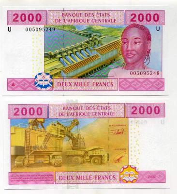 Центрально-Африканские штаты 2000 франков 2002 U - Камерун Pick 208U бумага UNC (пресс) 00-00