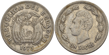 ЭКВАДОР 1 СУКРЕ 1975 АНТОНИО ХОСЕ де СУКРЕ KM 83 сталь плакированная никелем 31-347
