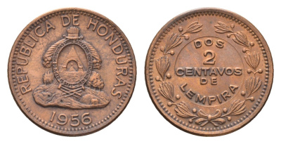 Гондурас 2 сентаво 1956 KM 78 бронза 4668-761