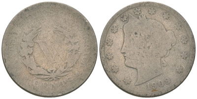 США 5 центов 1909 голова свободы KM 112 медно-никель 3336-231