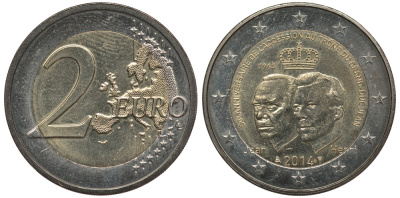 Люксембург 2 евро 2014 50 лет вступления на престол Великого герцога Жана KM NEW биметалл 4110-731