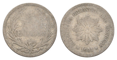 Уругвай 5 сентесимо 1901 KM 21 медно-никель 4116-114