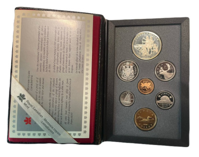 Канада набор из 7 монет (1, 5, 10, 25 и 50 центов; 1 доллар) 1990 300 лет путешествию Генри Келси, в оригинальной упаковке, с сертификатом подлинности KM 181, 182, 183, 184, 185, 186 и 170 PROOF 7-7-11