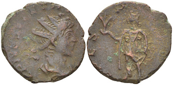 Римская Империя (императоры в Галлии) антониниан 272 - 273 Тетрик II. SPES PVBLICA, Спея, держащая цветок, Августа Треверов, Very fine RIC 272 биллон 1073-14-82