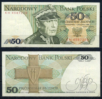 Польша 50 злотых 1988 Pick 142 c бумага aUNC 6283-17-3-2