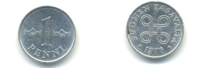 Финляндия 1 пенни 1978 KM 44а алюминий 80-839