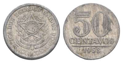 Бразилия 50 сентаво 1958 KM 569 алюминий 4655-1119