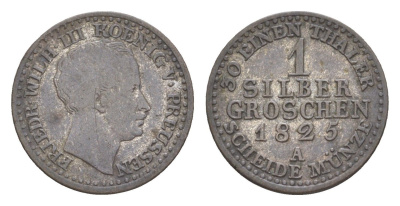 Пруссия 1 грош 1825 A, Фридрих Вильгельм III (1797-1840) KM 410 серебро 4639-252