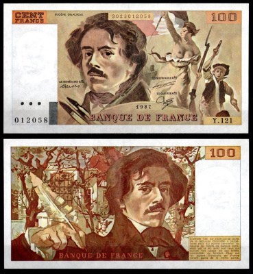 Франция 100 франков 1987 Pick 154 c бумага aUNC 7222-61-2-1