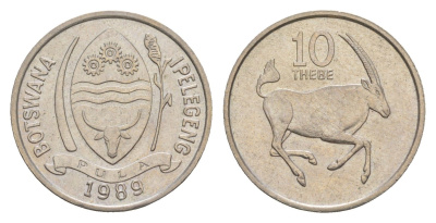 Ботсвана 10 тхебе 1989 KM 5 медно-никель UNC 4546-1055