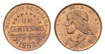 Панама 1 сентесимо 1962 Уррака KM 22 бронза UNC 4614-431