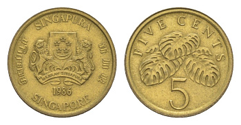Сингапур 5 центов 1986 KM 50 алюминиевая бронза UNC 4632-144