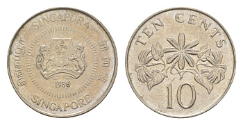 Сингапур 10 центов 1986 KM 51 медно-никель 4640-527