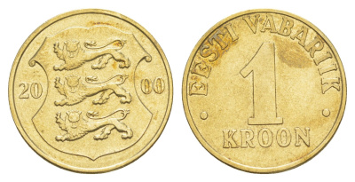 Эстония 1 крона 2000 KM 35 латунь UNC 4646-1233