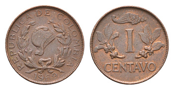 Колумбия 1 сентаво 1969 KM 205a сталь плакированная медью 4664-463