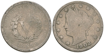 США 5 центов 1902 голова свободы KM 112 медно-никель 4135-1015