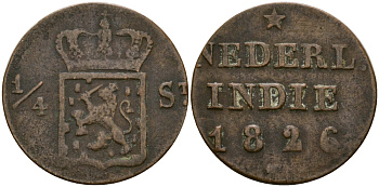Нидерландская Восточная Индия 1/4 штюбера 1826 KM 287 медь 4132-214